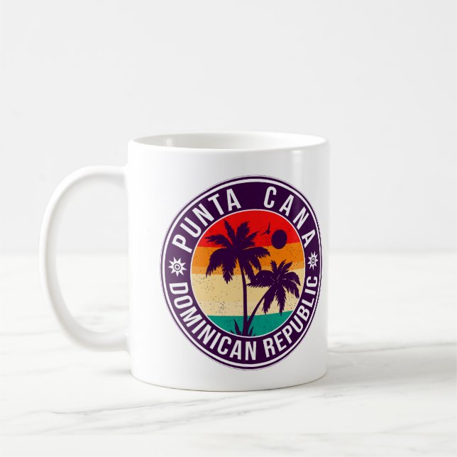 Caneca De Café Punta Cana Dominicana Palm Tree Retro Sunset (Esquerda)