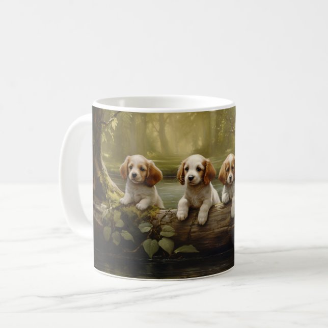 Caneca De Café Puppies Linha Adorável Cama Cerâmica (Frente Esquerda)