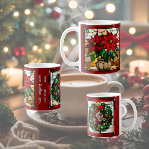 Caneca De Café Puppy de Natal Envolto em Falso Vidro Pintado