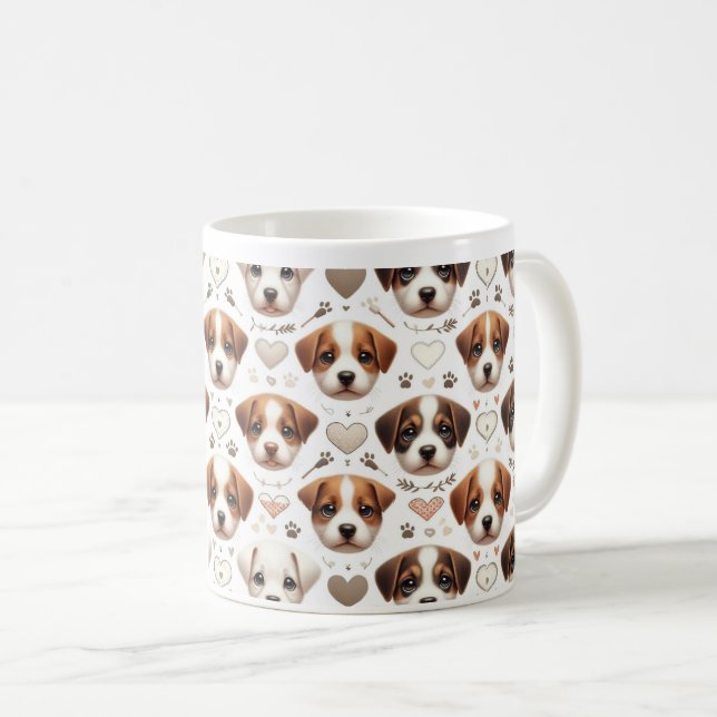 Caneca De Café Puppy Paradise: Celebração da Cutenza Canina (Frente Esquerda)