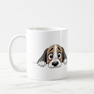 Caneca De Café Puppy Peeking Bonito Adorável Cartografia De Anima