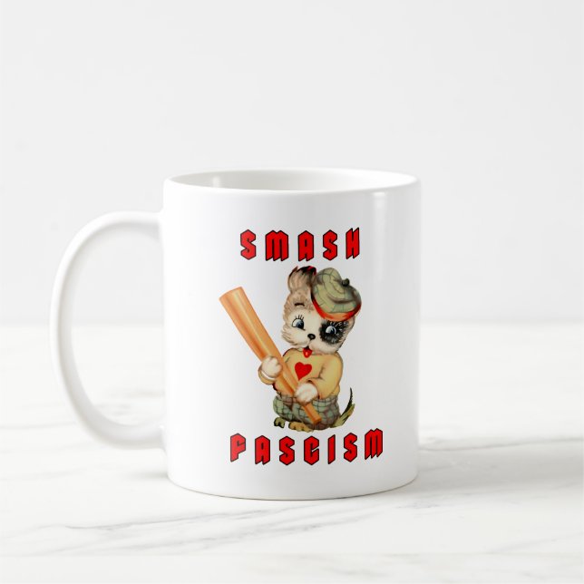 Caneca De Café Puppy Retro Cujo Fascismo Esmaga (Esquerda)