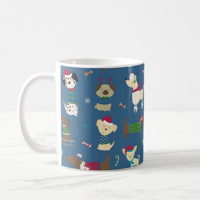 Caneca De Café Pups de Natal de Cartoon (Esquerda)