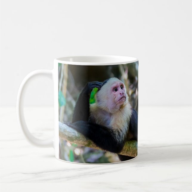 Caneca De Café Pura vida para macaco-prego branco (Esquerda)
