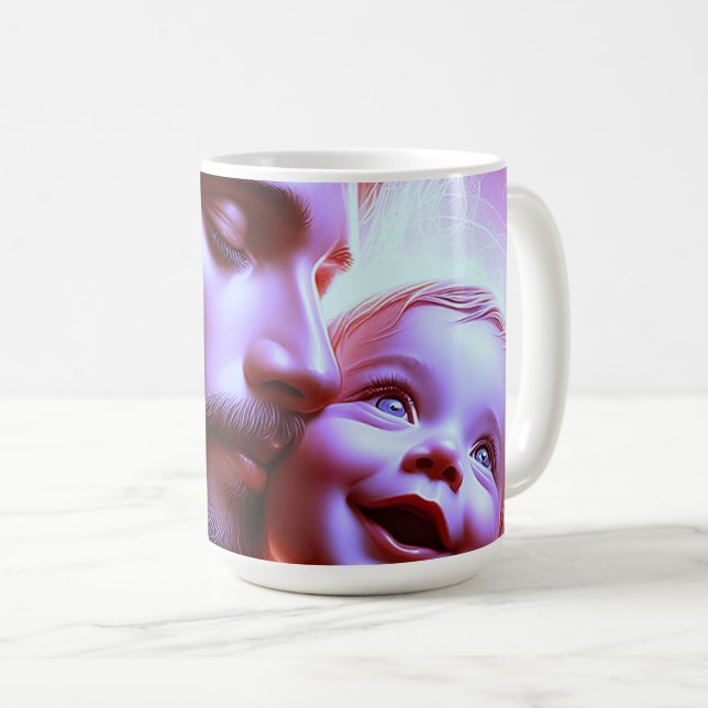 Caneca De Café Puro Padre Bebê Brilho (Frente Esquerda)