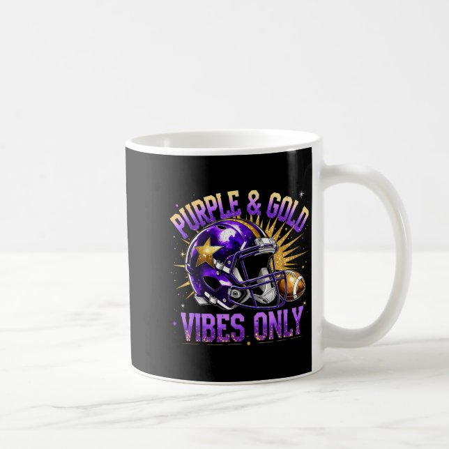Caneca De Café Purple And Gold Vibes Only Football Fan Gift  (Direita)