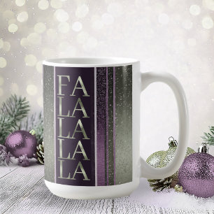 Caneca De Café Purple Green Christmas Fa La Pattern#27 ID1009