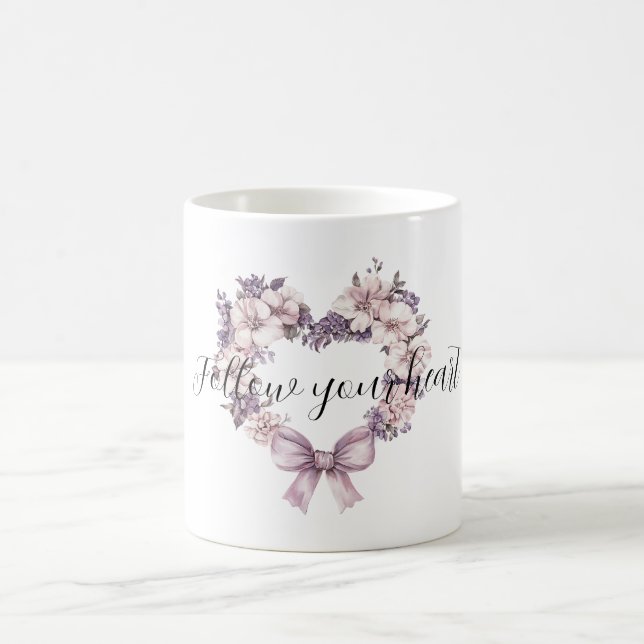 Caneca De Café Purple Lavender Pink Floral Heart Wreath (Centro)
