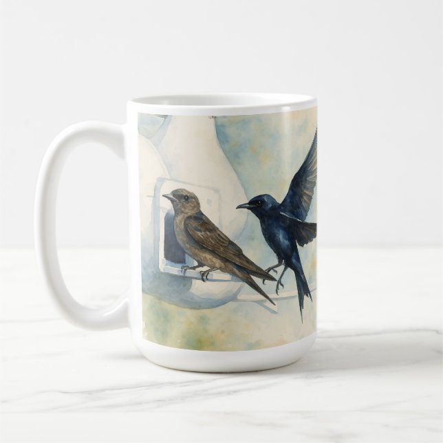 Caneca De Café Purple Martin Landlord Nature Swallow Bird Gourds (Esquerda)