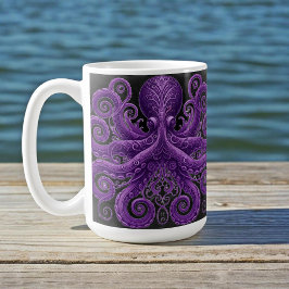 Caneca De Café Purple Octopus Victorian Steampunk Kraken 