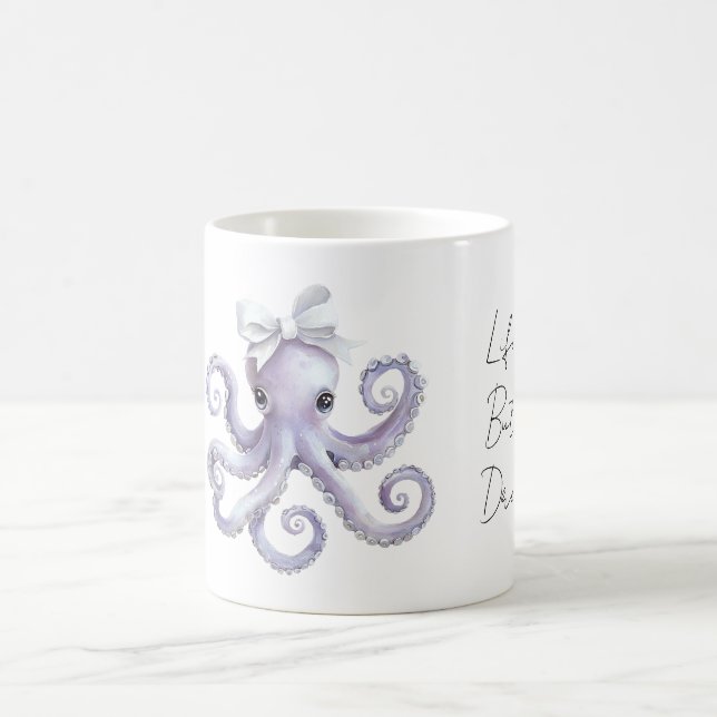 Caneca De Café Purple Octopus White Bow (Centro)