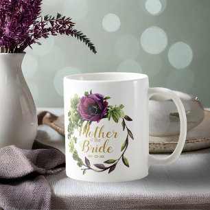 Caneca De Café Purple Peony Wreath Mãe da Noiva ID456