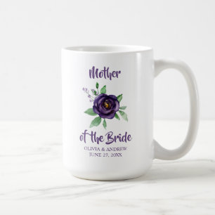 Caneca De Café Purple Watercolor Mãe Floral da Noiva