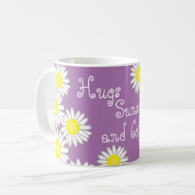 Caneca De Café Púrpura Amarelo e margarida branca dizendo (Frente Esquerda)