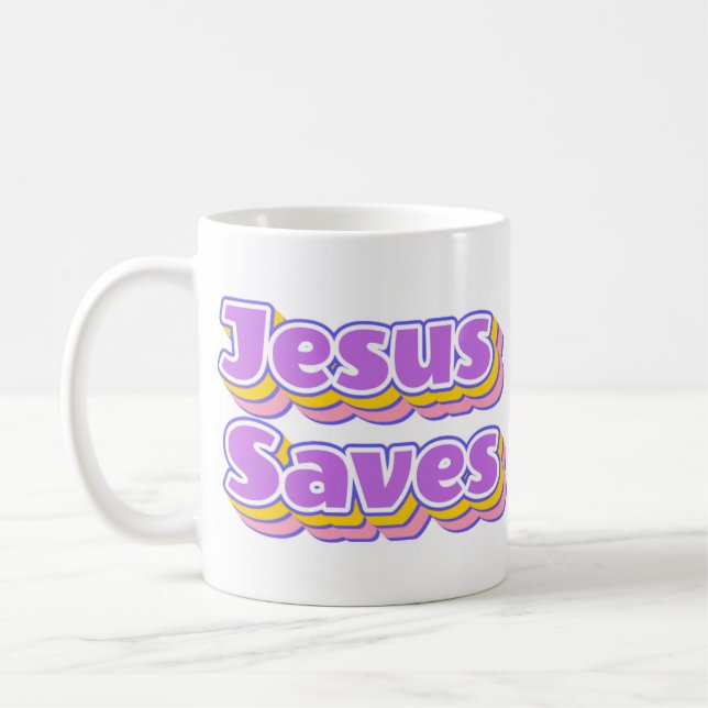 Caneca De Café Púrpura Amarelo-rosa - Jesus salva (Esquerda)