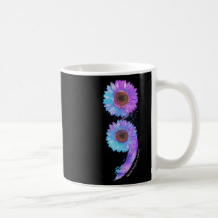 Caneca De Café Púrpura Azul, Semicolão de Girassol Prevenção Suic