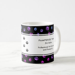Caneca De Café Púrpura Cor-de-rosa Blue Paw Imprime Salão de Anim
