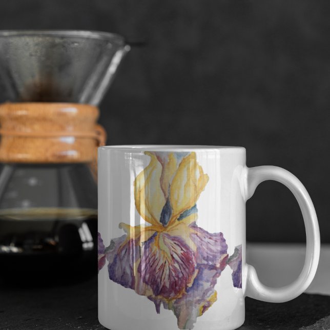 Caneca De Café Púrpura da íris floral (Criador carregado)