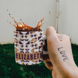 Caneca De Café Púrpura e abstrato de estética dourada