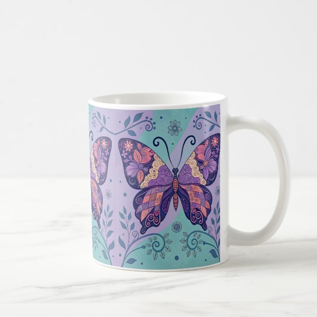 Caneca De Café Púrpura e borboleta Aqual (Direita)