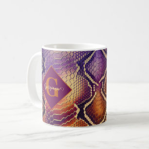 Caneca De Café Púrpura e Púrpura e Pele Cobra de Shimmering Doura