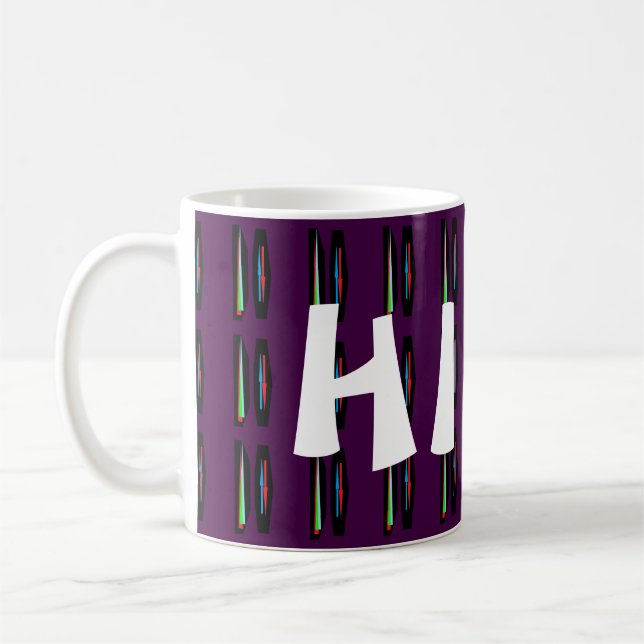 Caneca De Café Púrpura escura com faixas de cores profundas (Esquerda)