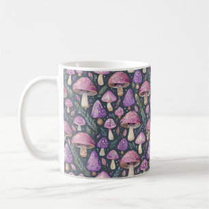 Caneca De Café Púrpura Fantasia Mushroom Nature Patterno