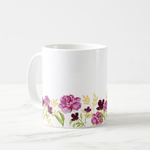 Caneca De Café Púrpura floral de flor silvestre