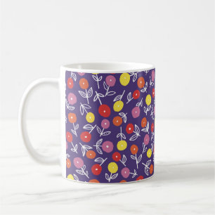 Caneca De Café Púrpura Floral Padrão Ditsy