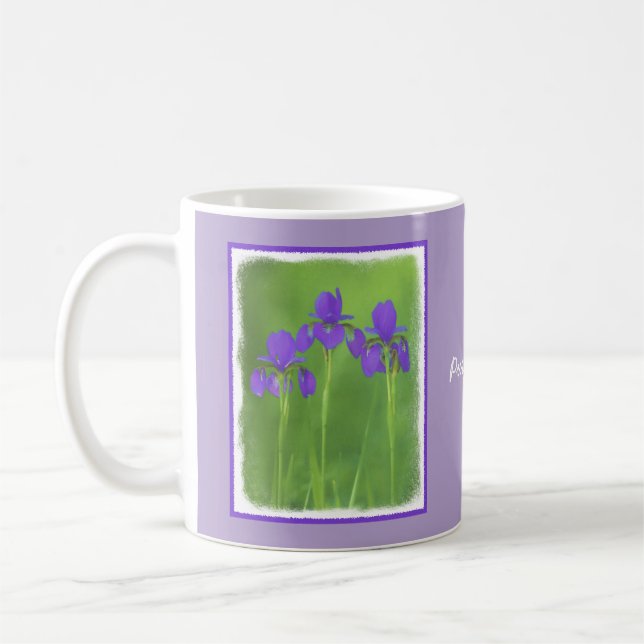Caneca De Café Púrpura Iris - Arte Flor Original (Esquerda)