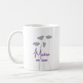 Caneca De Café Púrpura personalizada com flores de cinza para a m