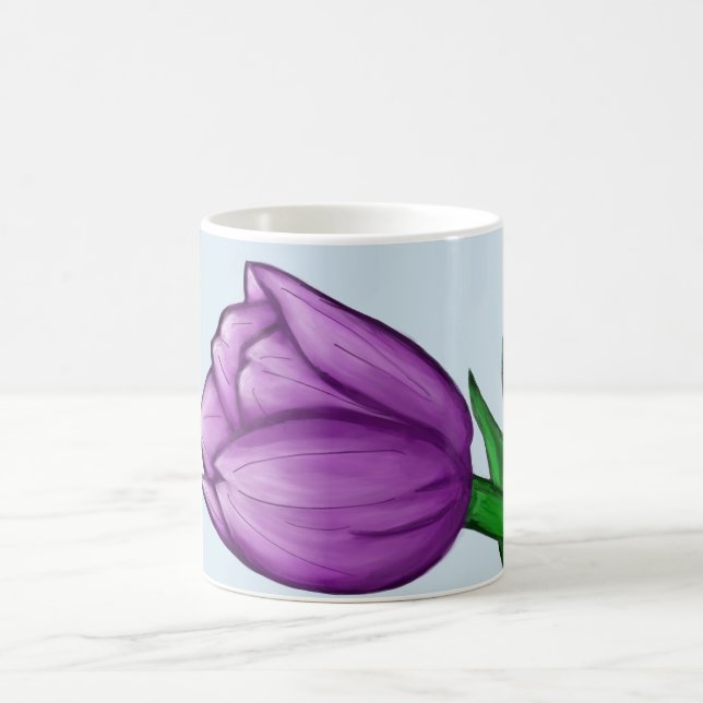 Caneca De Café Púrpura Tulip Floral Love Personalizado Blue Mugs (Centro)