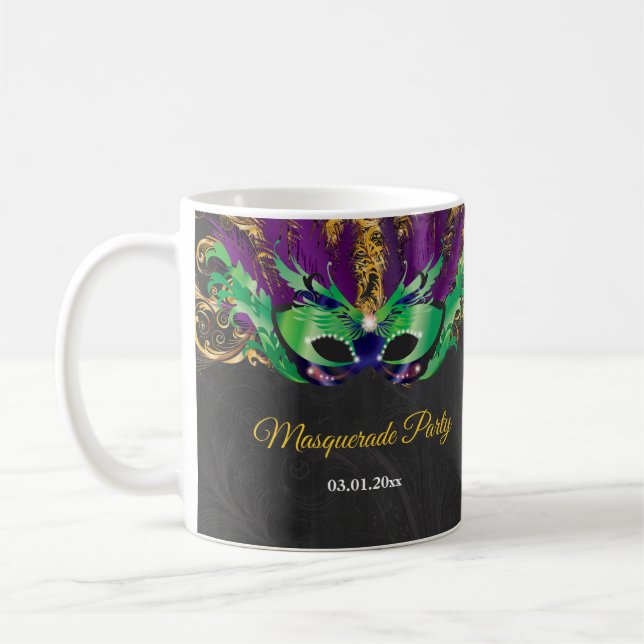 Caneca De Café Púrpura Verde Noturna Mágica do Partido mascarada, (Esquerda)
