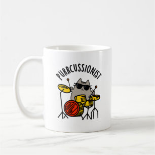Caneca De Café Purr-cussionista Engraçado Drummer Cat Pun
