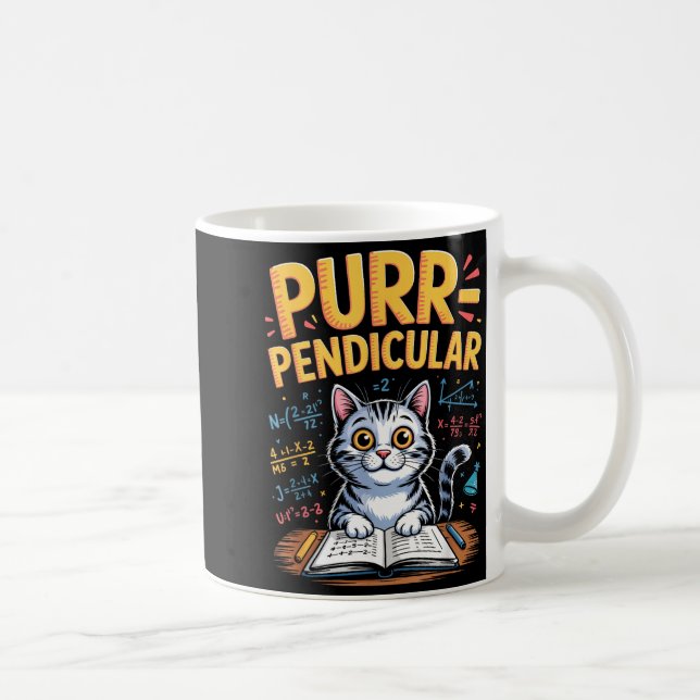 Caneca De Café Purr-pendicular Matemática Gato Trocadilho  (Direita)