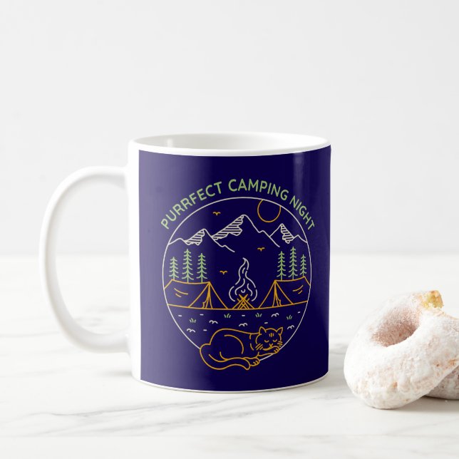 Caneca De Café Purrfect Camping Night (Com Donut)