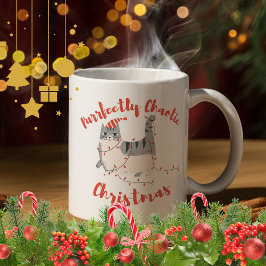 Caneca De Café Purrfectly Chaotic Christmas Funny Holiday Cat 