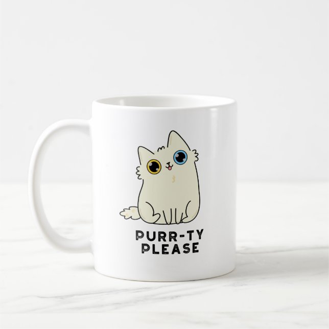 Caneca De Café Purrty Por Favor Gatinho Engraçado (Esquerda)