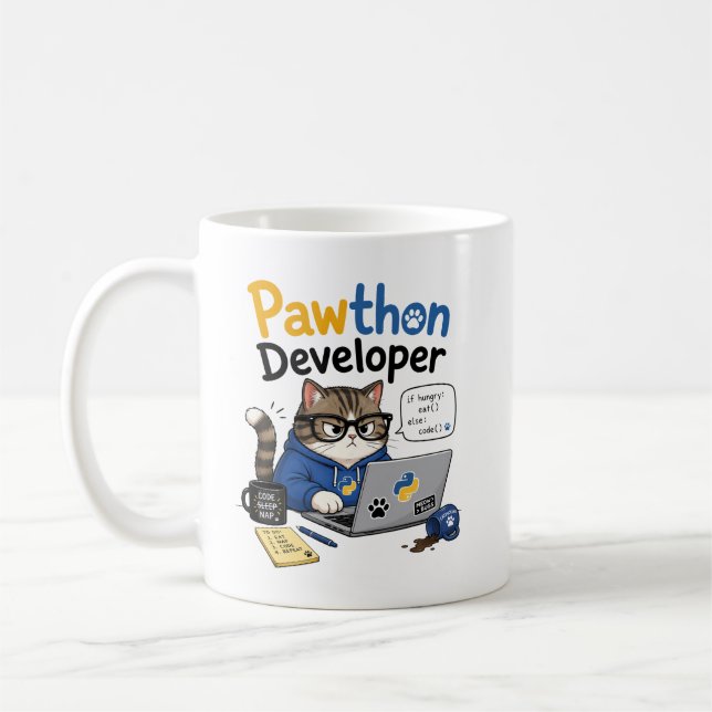 Caneca De Café Python Developer (Esquerda)