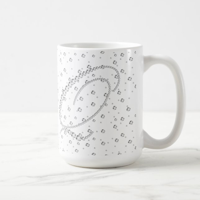 Caneca De Café Q Monograma inicial Impressão de diamantes brancos (Direita)
