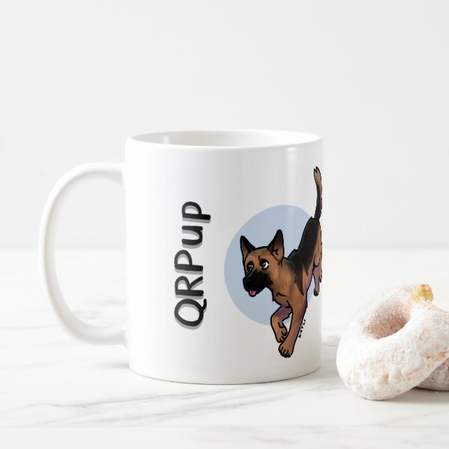 Caneca De Café QRPup Cup - Pastor Alemão (Com Donut)