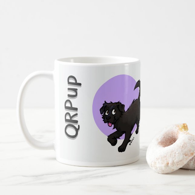 Caneca De Café QRPup Cup - Terrier Preto (Com Donut)