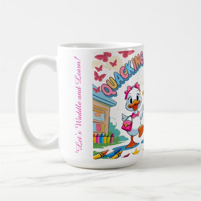 Caneca De Café "Quacking Kindergarten – Cute Duck Back-to-School  (Esquerda)
