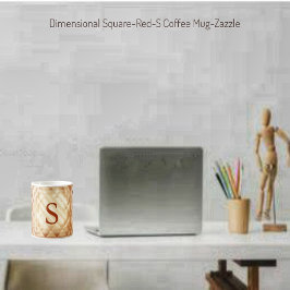 Caneca De Café Quadrado Dimensional-Vermelho-S