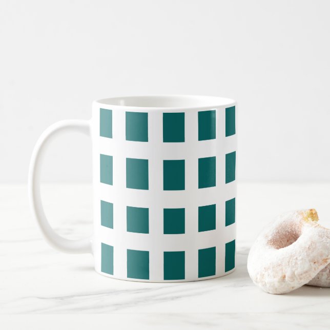 Caneca De Café Quadrados azuis (Com Donut)
