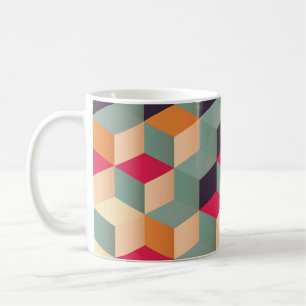 Caneca De Café Quadrados coloridos, padrão geométrico retrorrefle