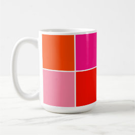 Caneca De Café Quadrados cor-de-rosa e laranja