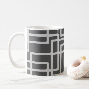 Caneca De Café Quadrados de Ardósia Branqueada Retro Moderna em C