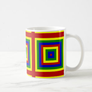Caneca De Café Quadrados de Camadas de Cores Principais