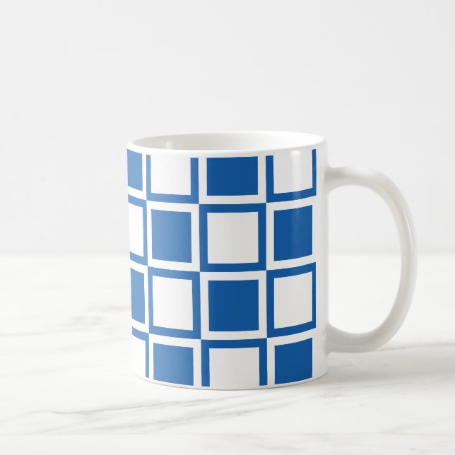 Caneca De Café Quadrados de Mod Azul Denim (Direita)